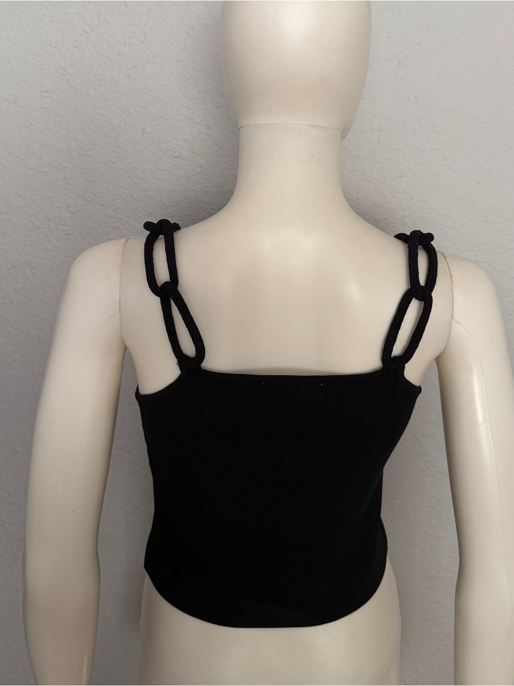 Black Chain-Strap Tank Top Women's Sleek Camisole Tank Stretchy Square Neck Chic - Picture 5 of 8